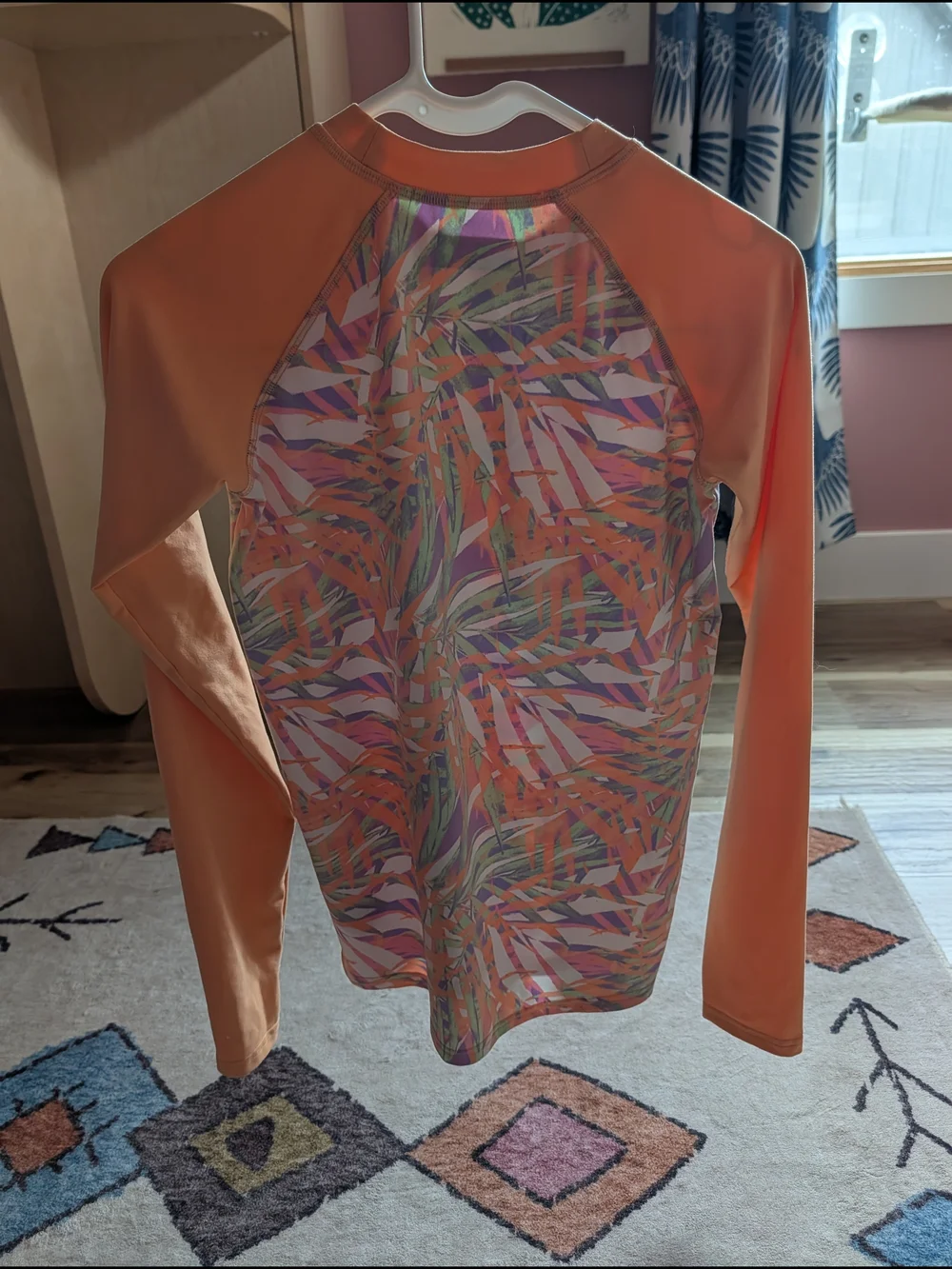 Columbia Peach Multicolor Tropical-Print Rash Guard